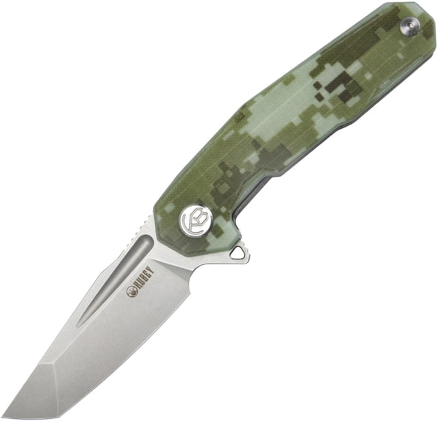 Kubey Carve Nest Folding Knife 4.63in Closed 3.63in Bead Blast D2 Tool Steel Tanto Blade Digital Camo G10 Handle - Kubey