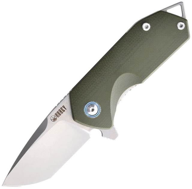 Kubey EDC Linerlock Green Folding Knife 2.75" sand blast finish D2 tool steel tanto blade Green G10 handle - Kubey