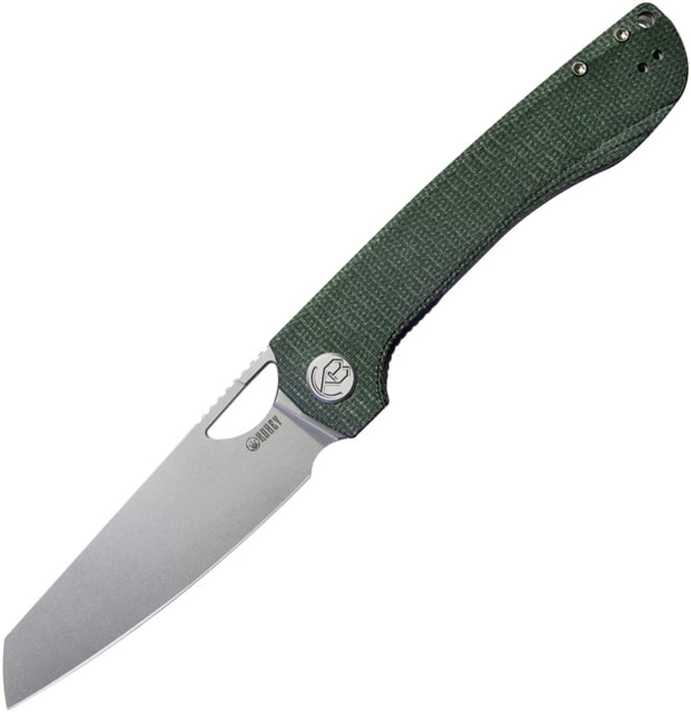 Kubey Elang Folding Knife 5in Closed 4in Black Bead Blast AUS-10A Stainless Sheepsfoot Blade Green Micarta Handle - Kubey