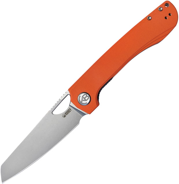 Kubey Elang Folding Knife 5in Closed 4in Black Bead Blast AUS-10A Stainless Sheepsfoot Blade Orange G10 Handle - Kubey