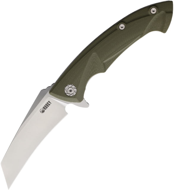 Kubey Hawkbill Linerlock Folding Knife 3.5" satin finish D2 tool steel blade Green G10 handle - Kubey