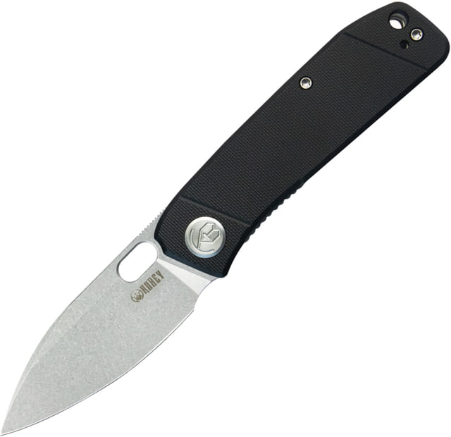 Kubey Hyde Liner Lock Black Folding Knife 4in Closed 3in Sand Blast 14C28N Sandvik SS Blade Black G10 Handle - Kubey