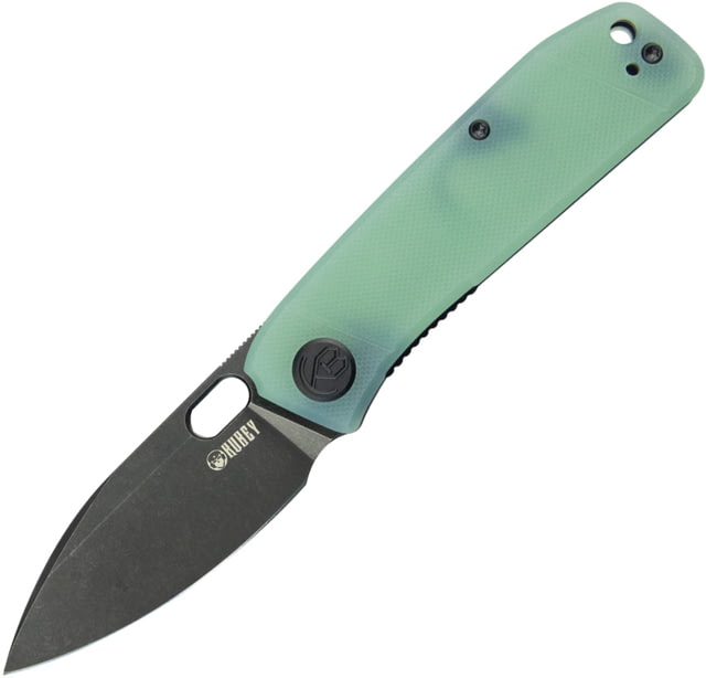 Kubey Hyde Liner Lock Jade Black Folding Knife 4in Closed 3in Black Stonewash 14C28N Sandvik SS Blade Jade G10 Handle - Kubey