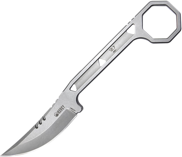 Kubey Hydra EDC Fixed Blade Knife 6.75in Overall 2.63in Stonewash 14C28N Sandvik Clip Point Blade Stonewash Stainless Handle Kydex Sheath - Kubey