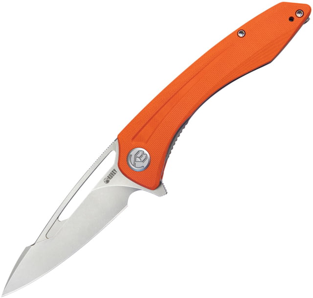Kubey Merced Folding Knife 4.5in Closed 3.5in Bead Blast AUS-10A Stainless Blade Orange G10 Handle - Kubey