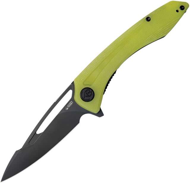 Kubey Merced Folding Knife 4.5in Closed 3.5in Black Stonewash AUS-10A Stainless Blade Yellow G10 Handle - Kubey