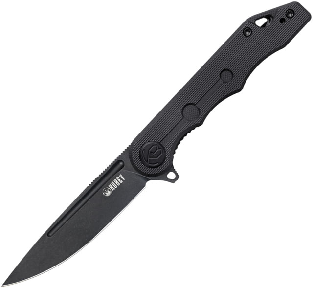 Kubey Mizo Folding Knife 4in Closed 3.13in Black Stonewash AUS-10A Stainless Blade Black G10 Handle - Kubey