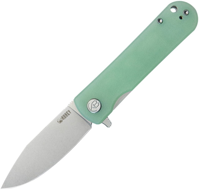 Kubey NEO Jade Folding Knife 4.5in Closed 3.5in Bead Blast AUS-10A Stainless Steel Blade Jade G10 Handle - Kubey