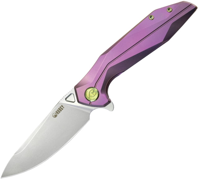 Kubey Nova Purple Folding Knife 4.88in Closed 3.63in Bead Blast 14C28N Sandvik SS Blade Purple Anodized Titanium Handle - Kubey