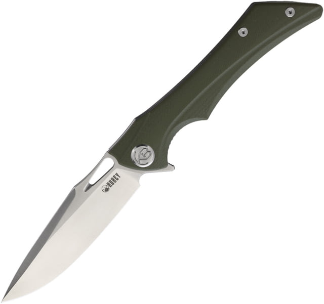 Kubey Raven Linerlock Folding Knife 3.88" sand blast finish AUS-10A stainless blade Green G10 handle - Kubey
