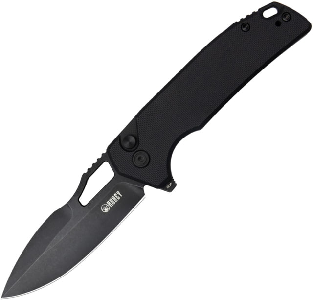 Kubey RDF Pocket Knife with Button Lock Folding Knife 3.11 in AUS-10 Spear Point Blade G-10 Handle Black - Kubey