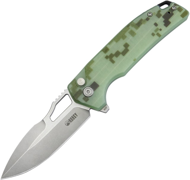 Kubey RDF Folding Knife 4.25in Closed 3.13in Bead Blast AUS-10A Stainless Steel Blade Digital Camo G10 Handle - Kubey