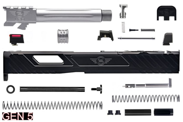 L2D Combat Tyton Assembly Threaded Pistol Slide for Glock 19/19X/45 Gen 5 RMR Ready Black/Stainless - L2D Combat
