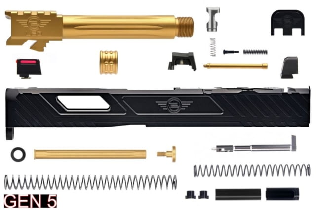 L2D Combat Tyton Assembly Threaded Pistol Slide for Glock 19/19X/45 Gen 5 RMR Ready Black/Titanium Nitride - L2D Combat