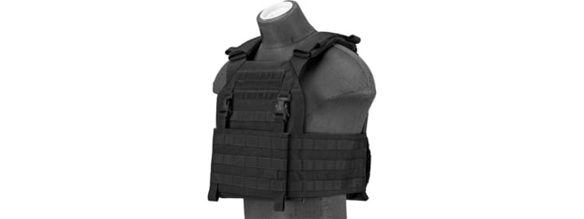 Lancer Tactical 1000D Nylon Buckle Up Assault Plate Carrier Black - Lancer Tactical