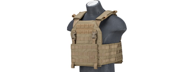 Lancer Tactical 1000D Nylon Buckle Up Assault Plate Carrier Tan - Lancer Tactical