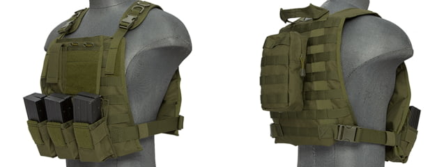Lancer Tactical 1000D Nylon MOLLE Plate Carrier Vest Olive Drab - Lancer Tactical