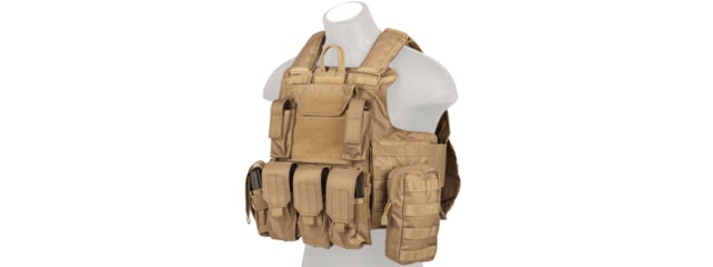 Lancer Tactical 1000D Nylon Strike Tactical Vest Coyote Brown - Lancer Tactical