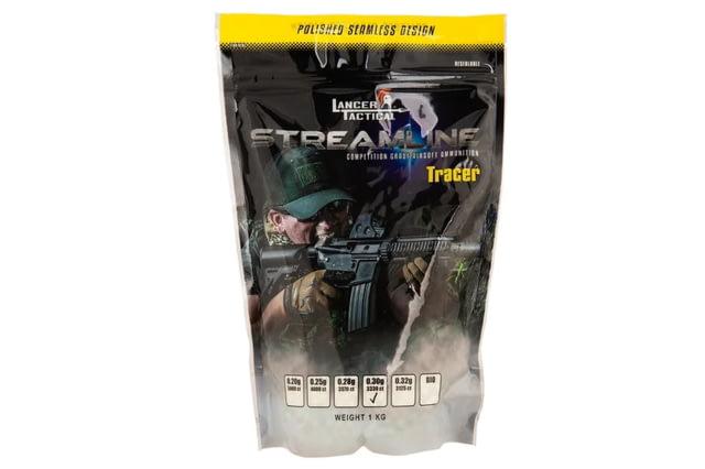 Lancer Tactical 3330 Round 0.30g Streamline Competition Grade Tracer BBs Green - Lancer Tactical