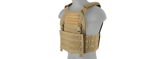 Lancer Tactical Buckle Up Version Airsoft Plate Carrier Tan - Lancer Tactical