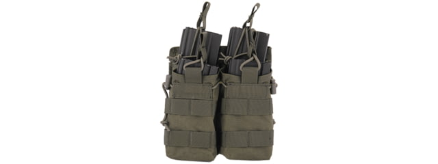 Lancer Tactical Bungee Open Top Double Mag Pouch Olive Drab - Lancer Tactical