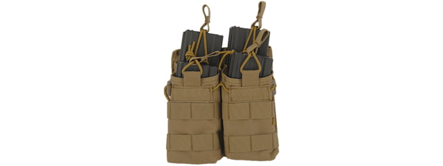 Lancer Tactical Bungee Open Top Double Mag Pouch Tan - Lancer Tactical