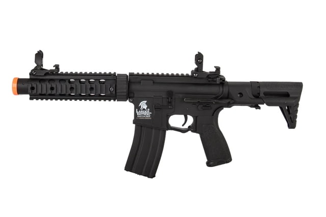 Lancer Tactical Gen 2 AEG Rifle w/ PDW Stock and Short Silencer Black - Lancer Tactical