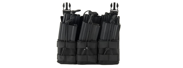 Lancer Tactical M4/M16 Adaptive Hook and Loop Triple Dual Mag Pouch Black - Lancer Tactical