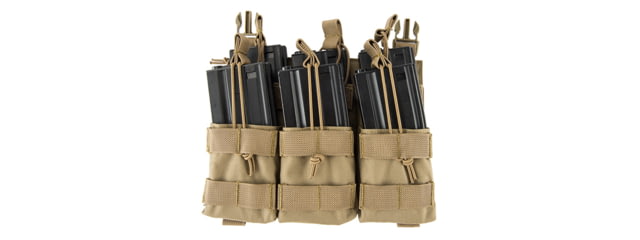 Lancer Tactical M4/M16 Adaptive Hook and Loop Triple Dual Mag Pouch Tan - Lancer Tactical