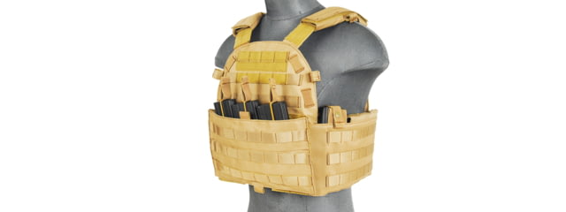 Lancer Tactical Nylon Airsoft MOLLE Plate Carrier Tan - Lancer Tactical