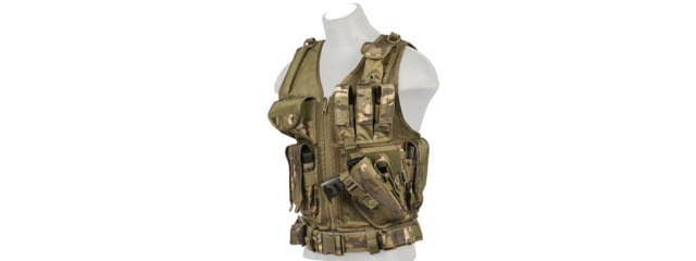 Lancer Tactical Nylon Cross Draw Vest w/Holster Camo Tropic - Lancer Tactical