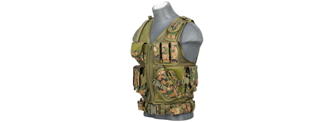 Lancer Tactical Nylon Cross Draw Vest w/Holster Digital Marpat - Lancer Tactical