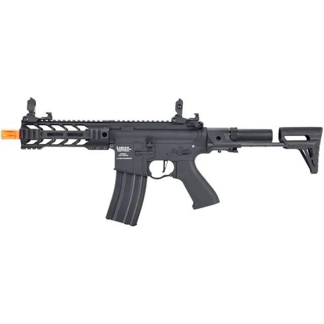 Lancer Tactical Proline Enforcer Battle Hawk 7in M4 Airsoft Rifle w/ PDW Stock Black - Lancer Tactical