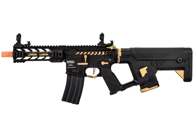 Lancer Tactical Proline Enforcer Battle Hawk 7in Skeleton M4 AEG Rifle w/ Alpha Stock Black/Gold - Lancer Tactical