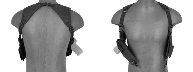 Lancer Tactical Shoulder Holster Rig with Pistol Magazine Pouches Black - Lancer Tactical