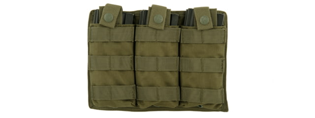 Lancer Tactical Triple MOLLE M4 Magazine Pouch Olive Drab - Lancer Tactical