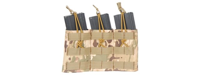 Lancer Tactical Variable Depth Adjustment MOLLE Triple Mag Pouch Camo - Lancer Tactical
