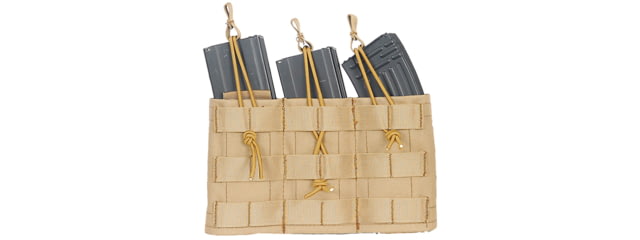 Lancer Tactical Variable Depth Adjustment MOLLE Triple Mag Pouch Tan - Lancer Tactical