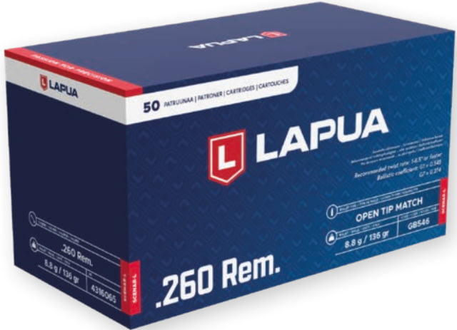 ua .260 Remington 136 Grain Scenar OTM Brass Cased Rifle 50 Rounds Ammo