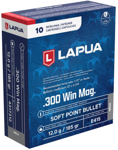ua .300 Win Mag 185 Grain Mega Brass Cased Rifle 10 Rounds Ammo