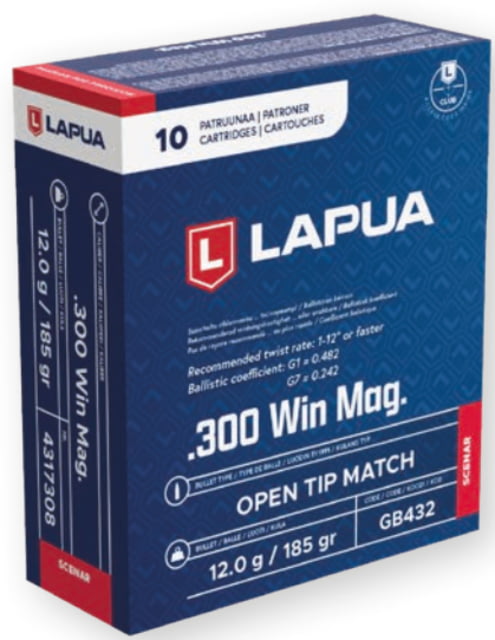 Lapua .300 Win Mag 185 Grain Scenar OTM Brass Cased Rifle Ammo 10 Rounds ua .300 Win Mag 185 Grain Scenar OTM Brass Cased Rifle 10 Rounds Ammo