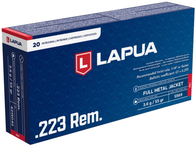 ua .223 Remington 55 Grain Full Metal Jacket FMJ Brass Cased Rifle 20 Rounds Ammo