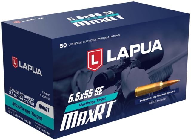 ua 6.5x55 Swede 144 Grain MaxRange Target OTM Brass Cased Rifle 50 Rounds Ammo