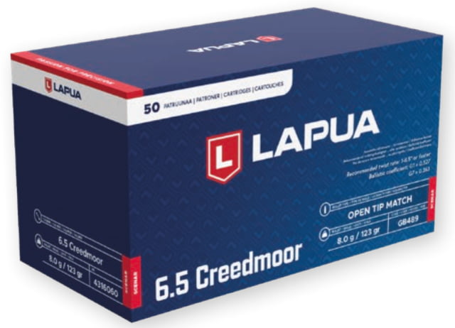 ua Scenar 6.5 Creedmoor 123 Grain Scenar Open Tip Match Brass Cased Centerfire Rifle 50 Rounds Ammo