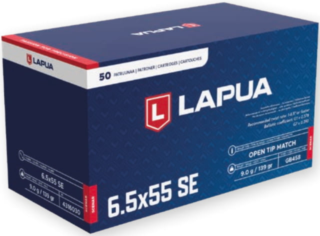 ua Scenar 6.5x55mm Swedish 139 Grain Scenar Open Tip Match Brass Cased Centerfire Rifle 50 Rounds Ammo