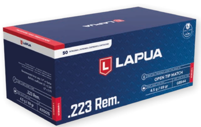 ua Scenar-L .223 Remington 69 Grain Open Tip Match Brass Cased Centerfire Rifle 50 Rounds Ammo