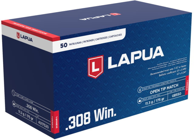 Lapua Scenar-L .308 Winchester 175 Grain Scenar-L Open Tip Match Brass Cased Centerfire Rifle Ammo 50 Rounds ua Scenar-L .308 Winchester 175 Grain Scenar-L Open Tip Match Brass Cased Centerfire Rifle 50 Rounds Ammo