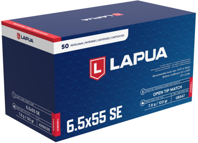Lapua Scenar-L 6.5x55mm Swedish 120 Grain Scenar-L Open Tip Match Brass Cased Centerfire Rifle Ammo 50 Rounds ua Scenar-L 6.5x55mm Swedish 120 Grain Scenar-L Open Tip Match Brass Cased Centerfire Rifle 50 Rounds Ammo