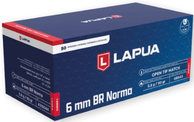 ua Scenar-L 6mm Norma BR 90 Grain Scenar-L Open Tip Match Brass Cased Centerfire Rifle 50 Rounds Ammo