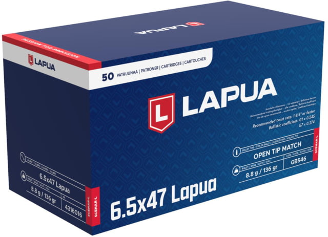 ua Scenar-L OTM 6.5x47mm Lapua 136 Grain Brass Cased Centerfire Rifle 50 Rounds Ammo